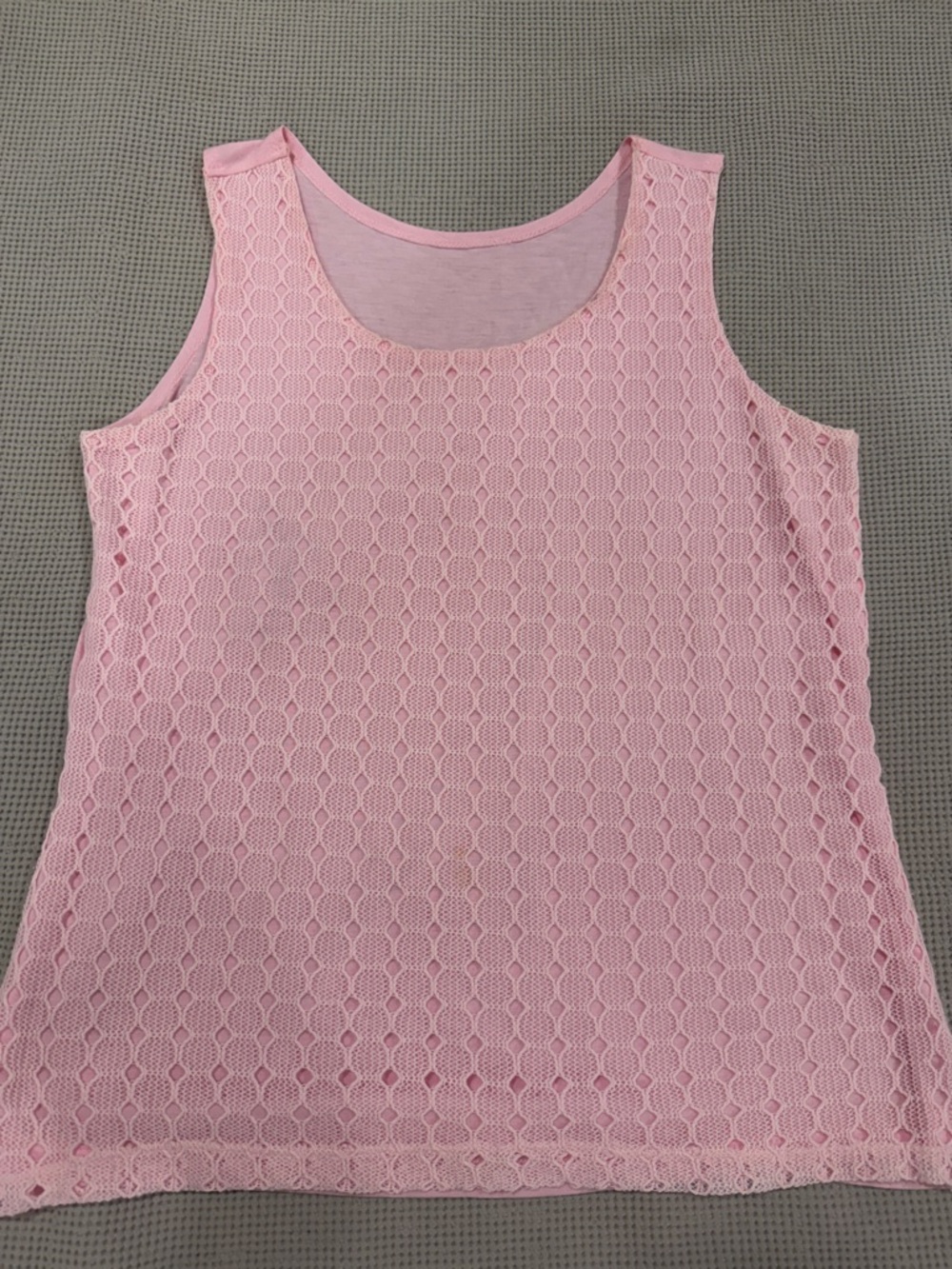 Women's Pink Lace Overlay Tank Top